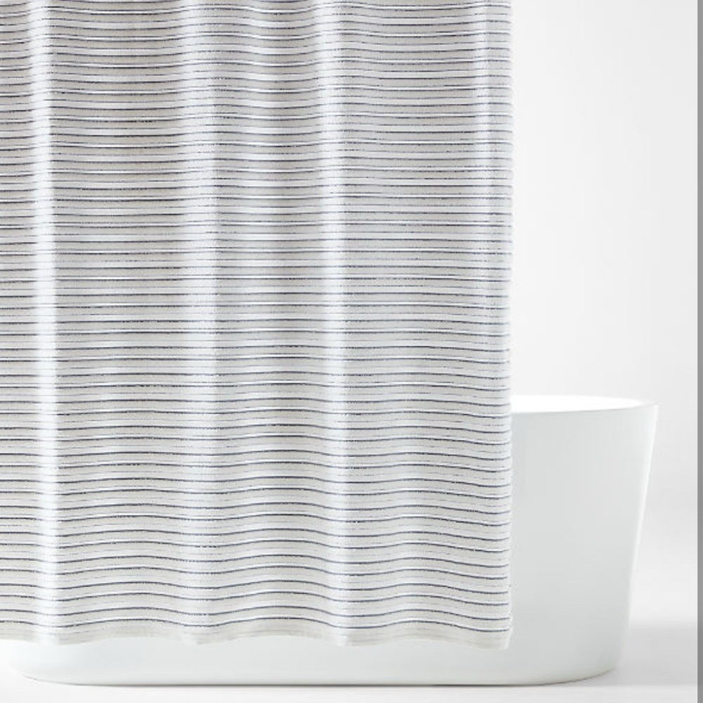 Crate & Barrel Dedra Organic Striped Cotton Shower Curtain